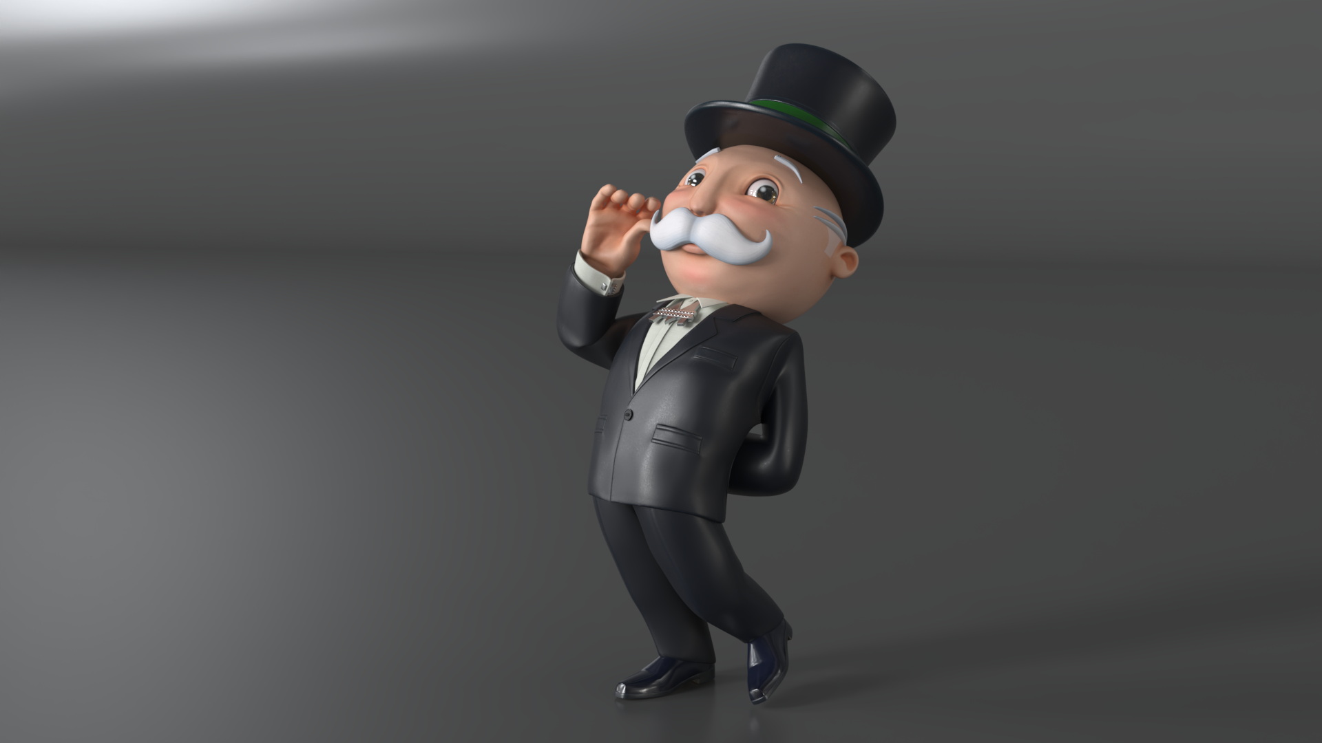 Mr Monopoly Moustache Twirl Pose 3D