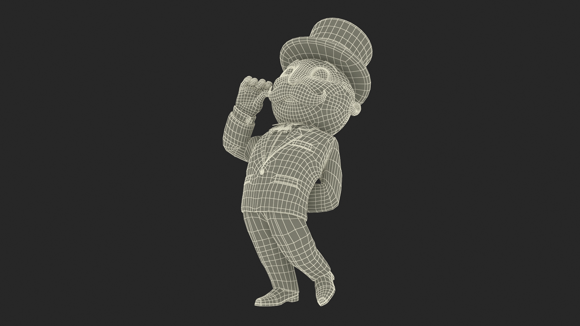 Mr Monopoly Moustache Twirl Pose 3D