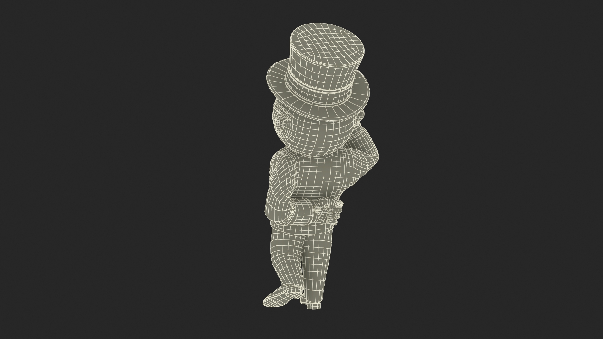Mr Monopoly Moustache Twirl Pose 3D