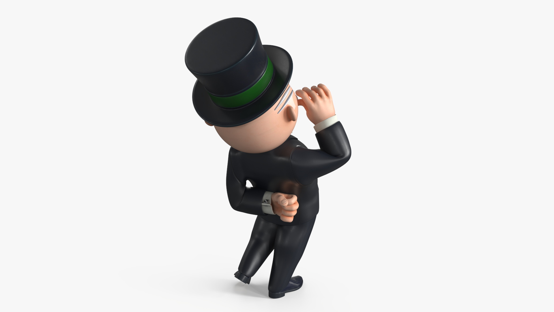 Mr Monopoly Moustache Twirl Pose 3D