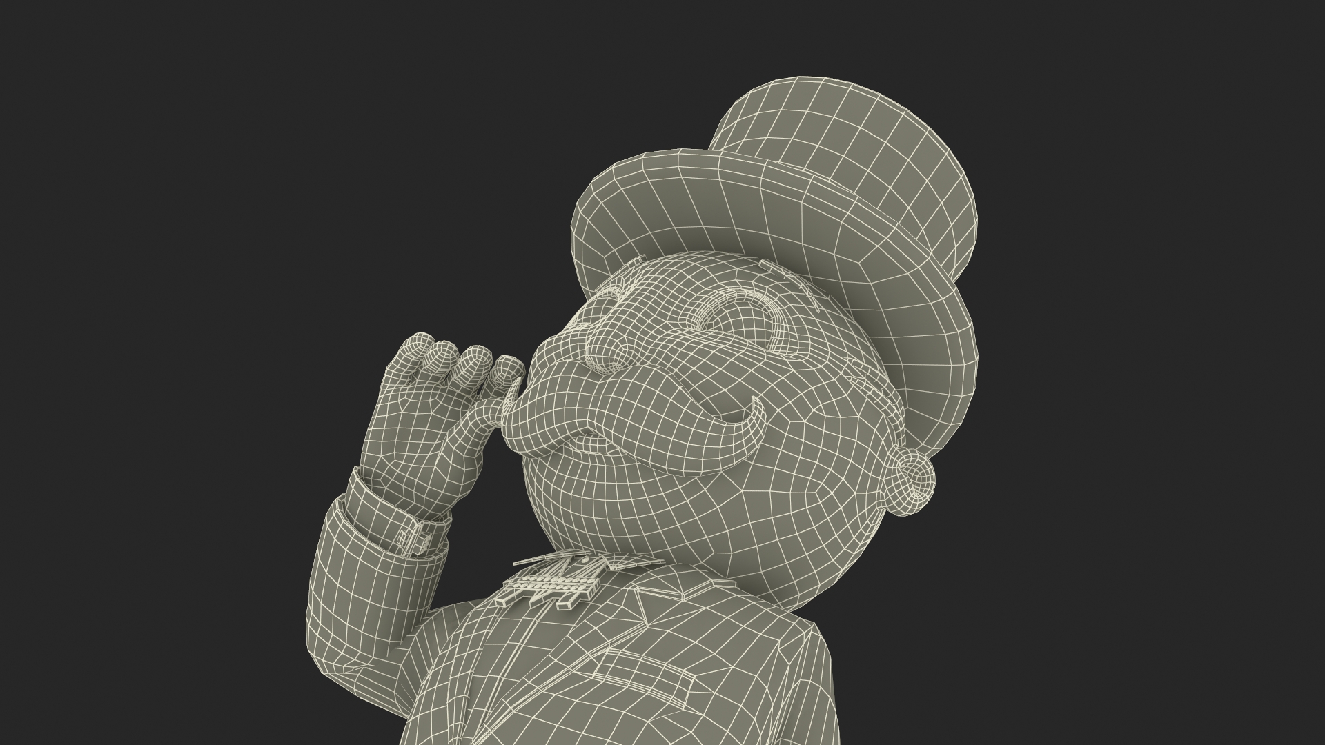 Mr Monopoly Moustache Twirl Pose 3D