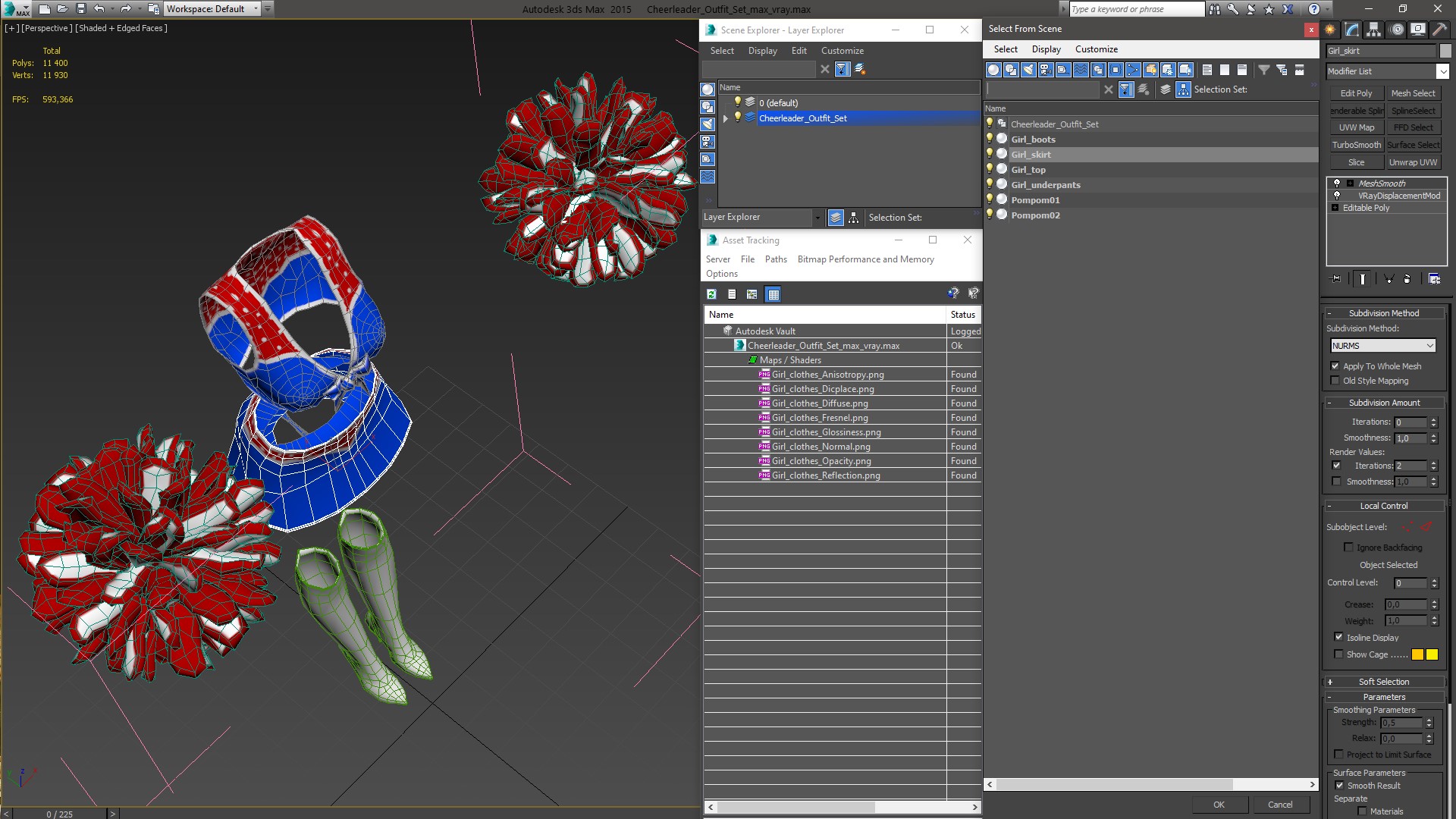 Cheerleader Outfit Set 3D