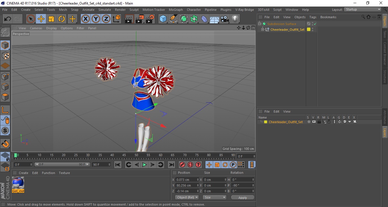Cheerleader Outfit Set 3D