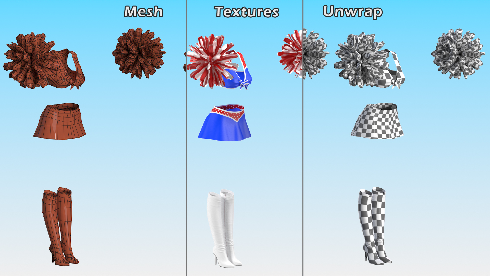 Cheerleader Outfit Set 3D
