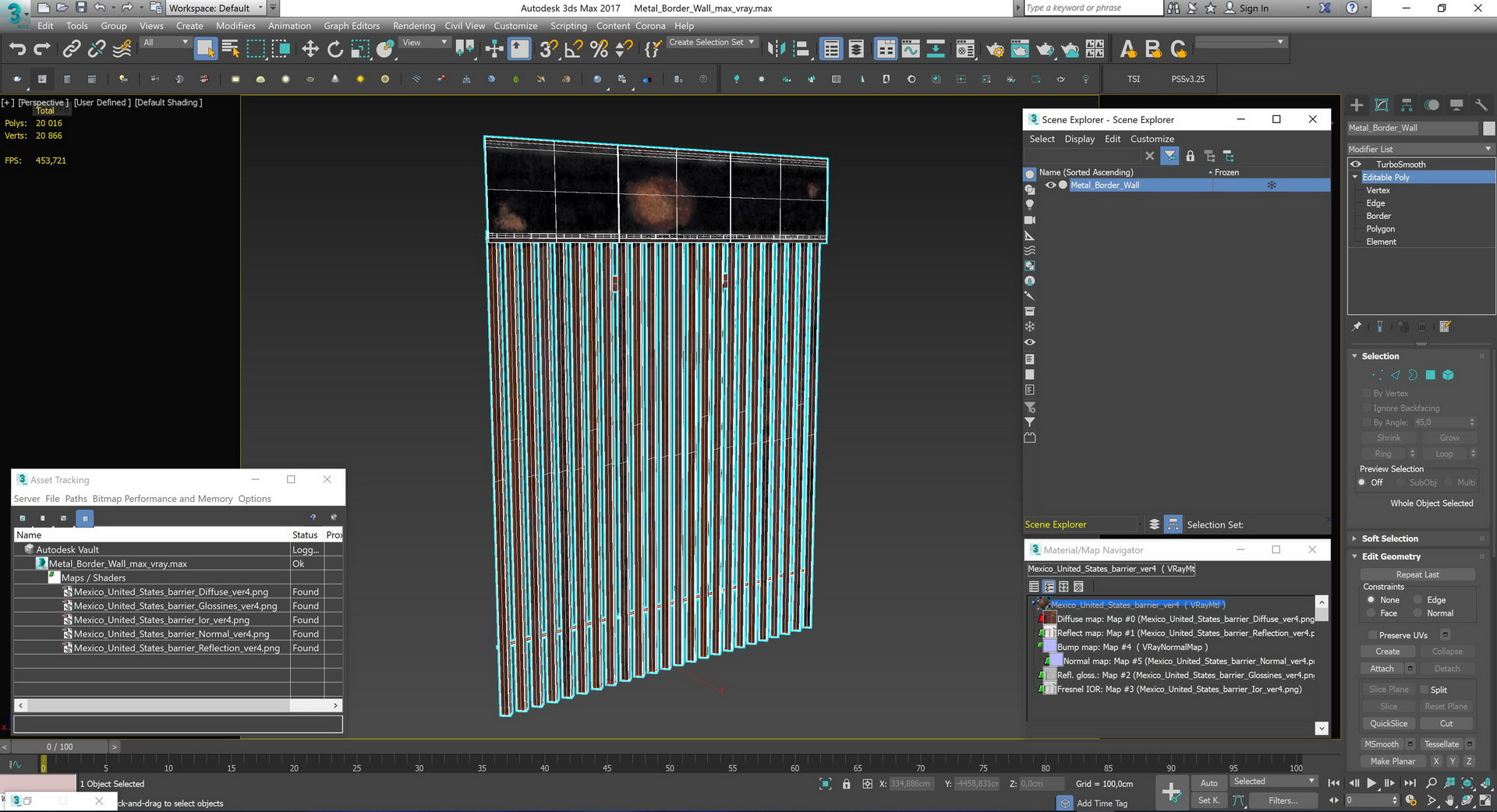 Metal Border Wall 3D