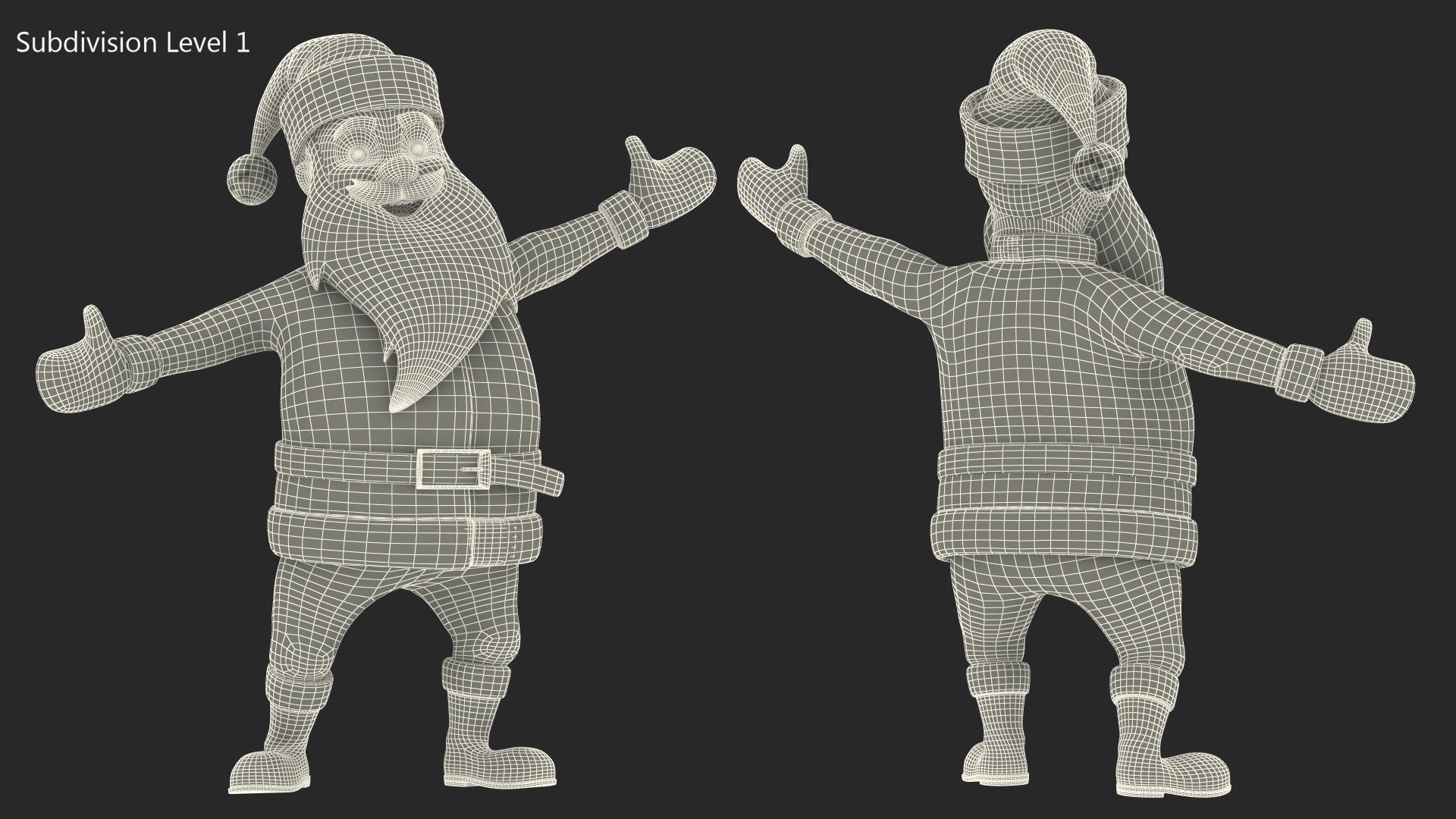 Character Santa Claus Cartoon Happy Pose Fur 3D model