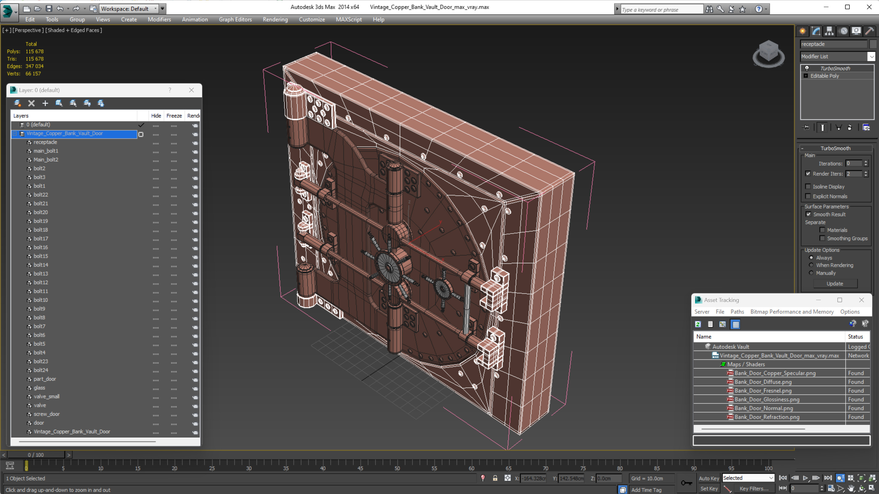 3D model Vintage Copper Bank Vault Door