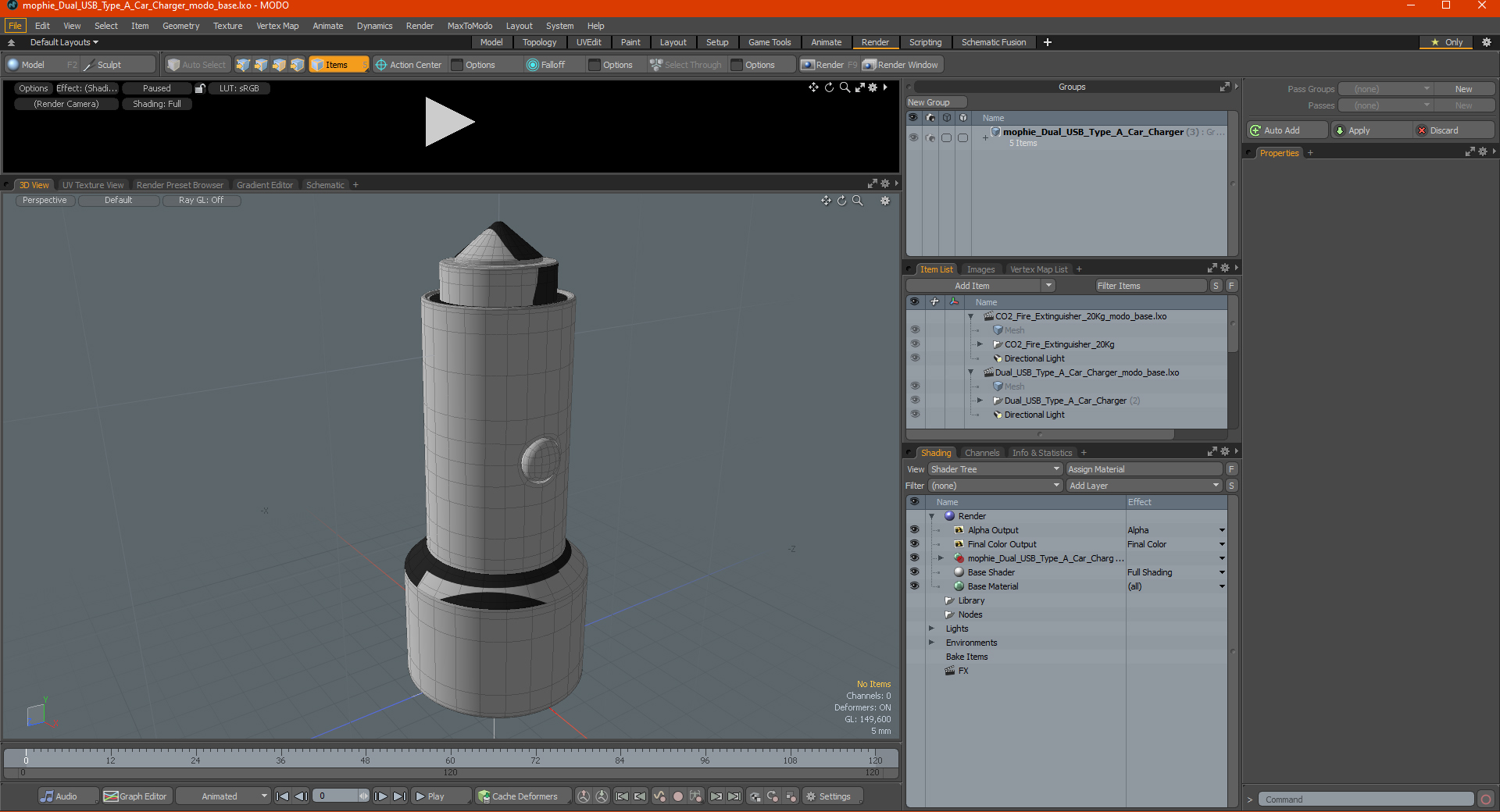 mophie Dual USB Type A Car Charger 3D model