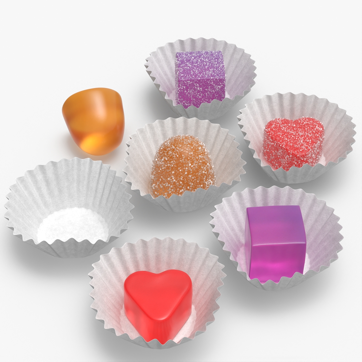 Assorted Gumdrops in Paper Cups Set Multicolor
