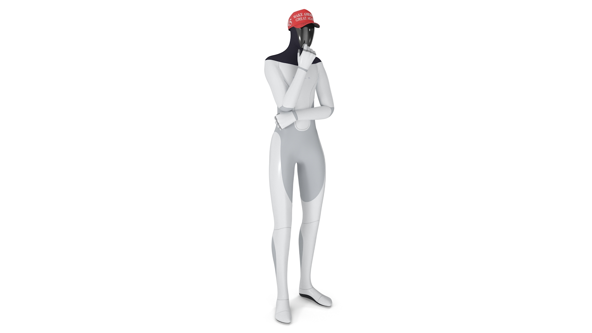 3D model Tesla Bot Standing Pose in MAGA Hat