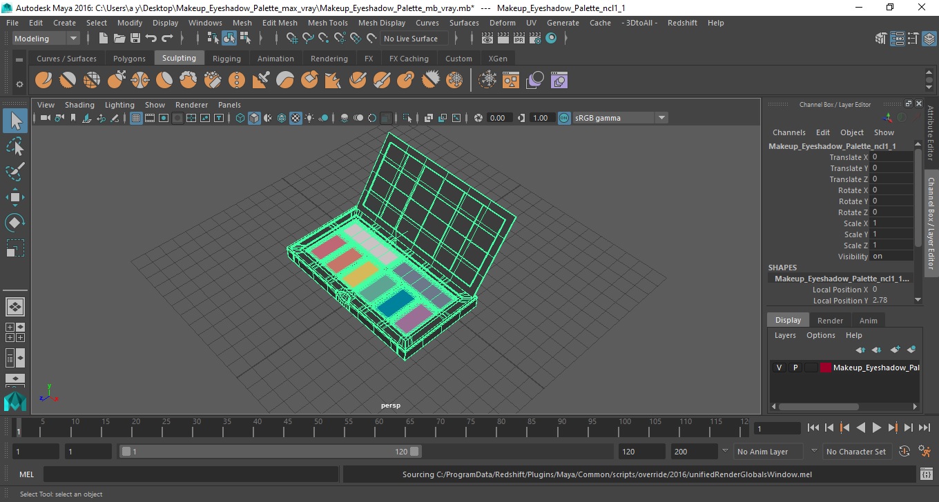 Makeup Eyeshadow Palette 3D model