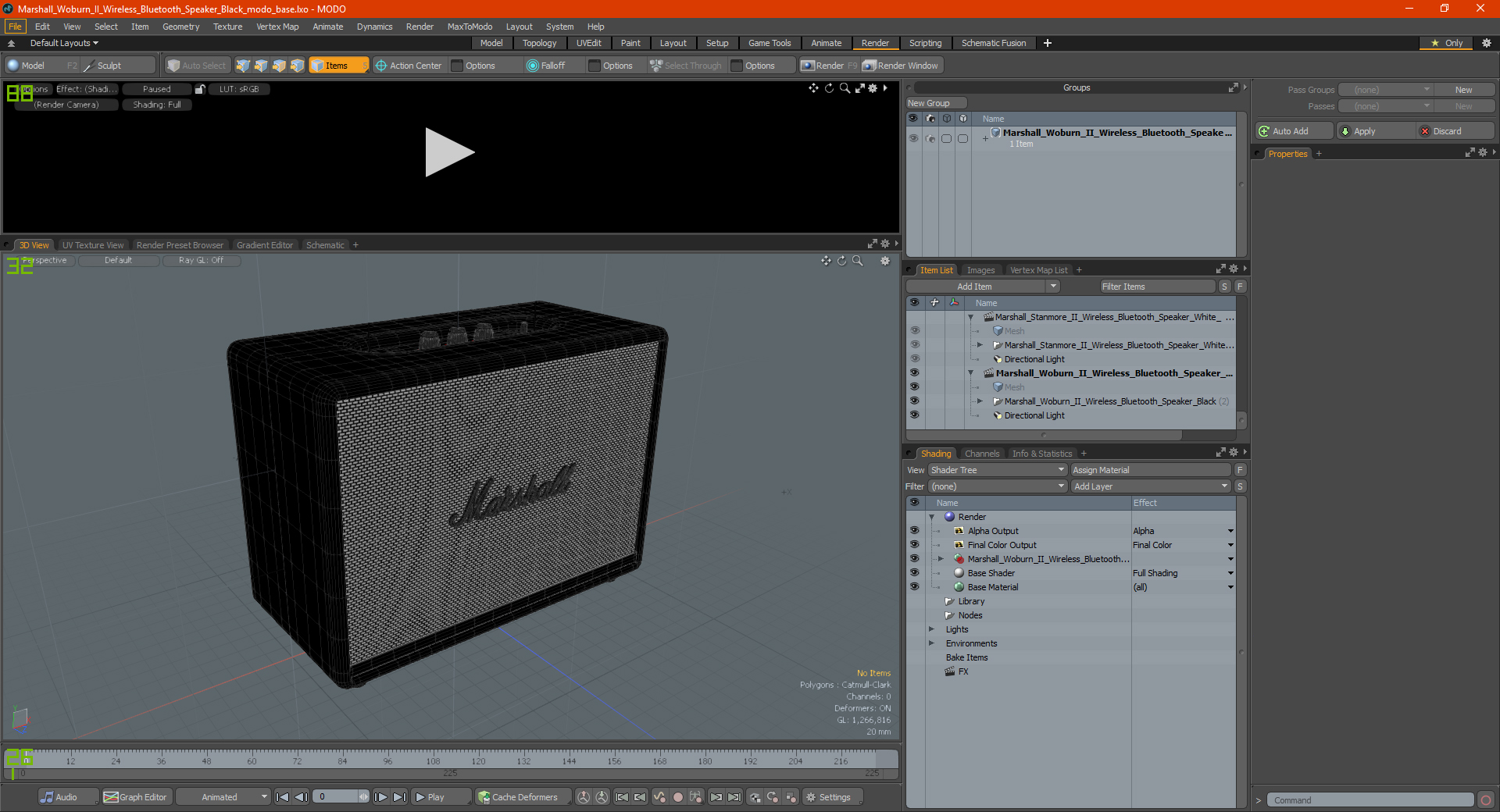 3D Marshall Woburn II Wireless Bluetooth Speaker Black