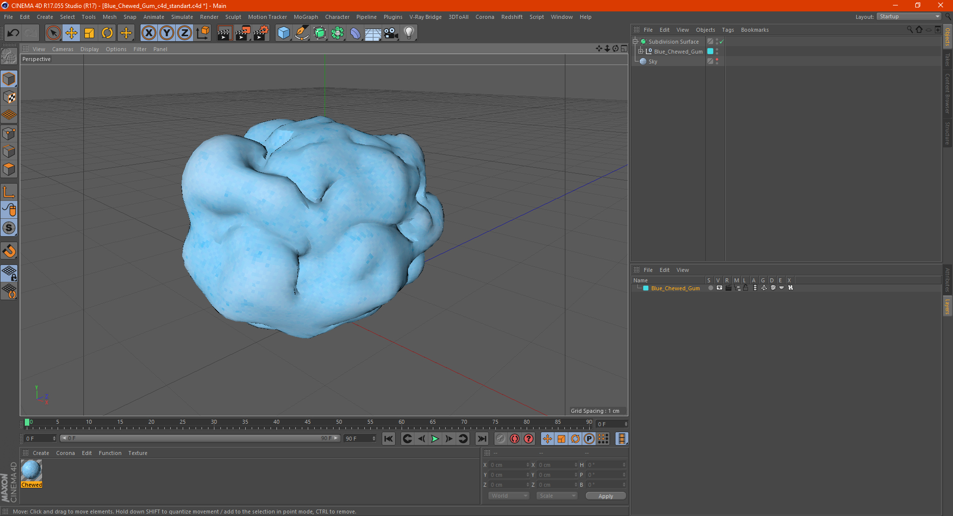 3D model Blue Chewed Gum