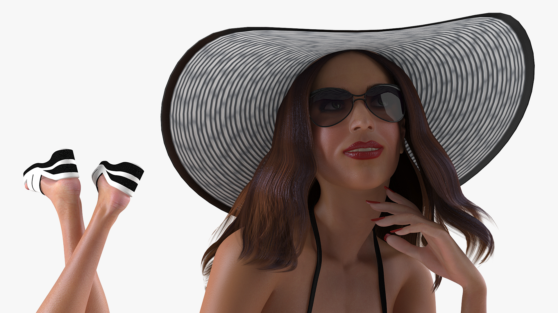 Bikini Girl Lying Pose 3D
