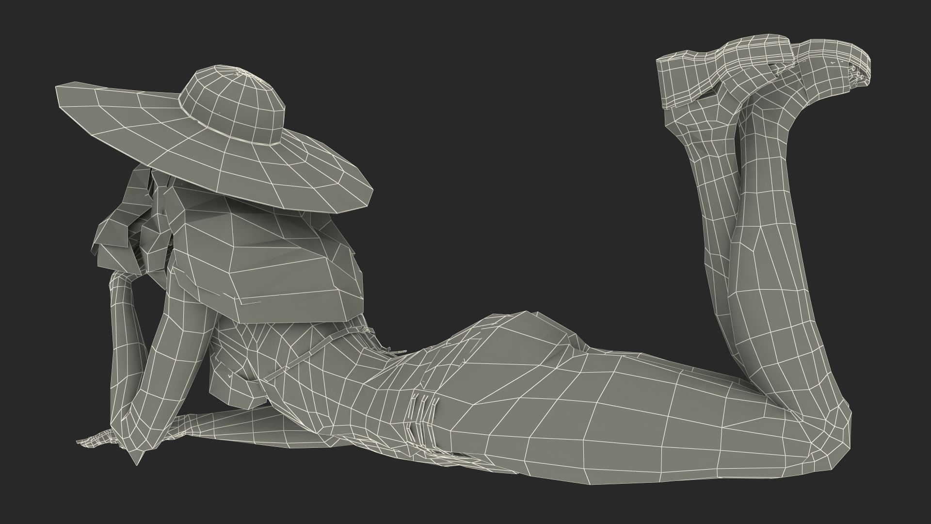 Bikini Girl Lying Pose 3D