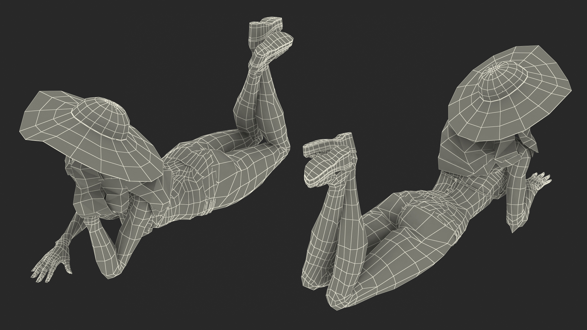 Bikini Girl Lying Pose 3D
