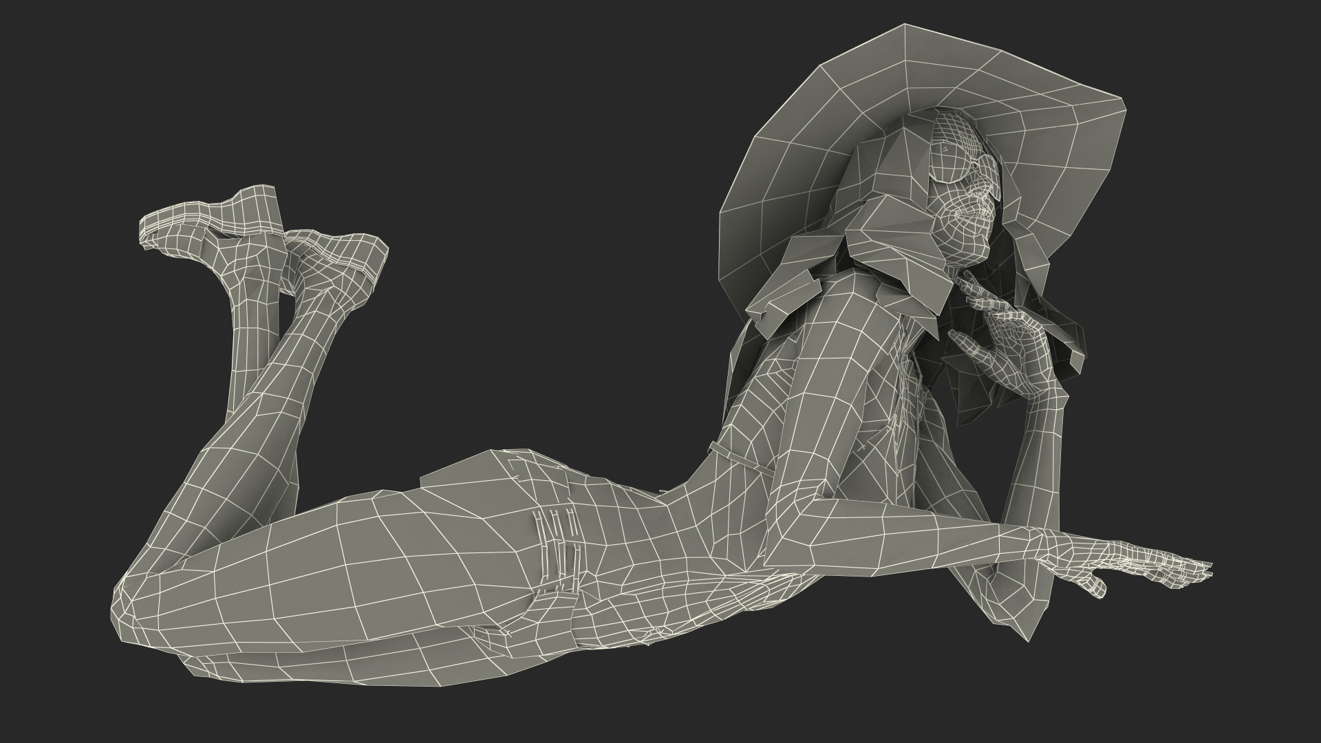 Bikini Girl Lying Pose 3D