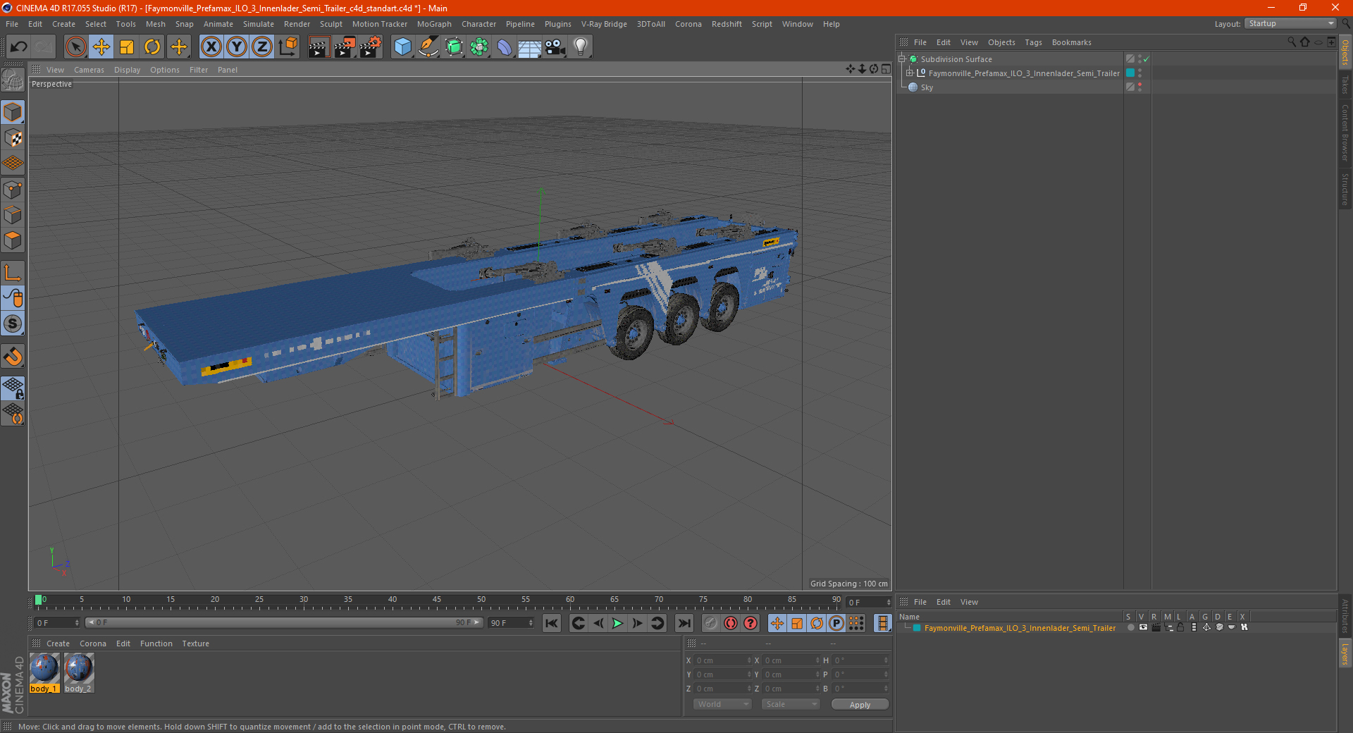 3D model Faymonville Prefamax ILO 3 Innenlader Semi Trailer