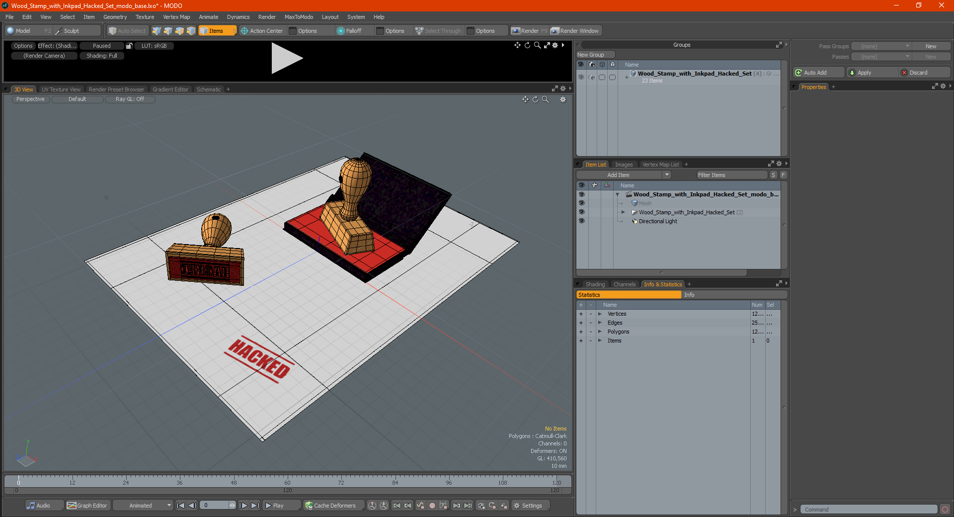 3D Wood Stamp with Inkpad Hacked Set model