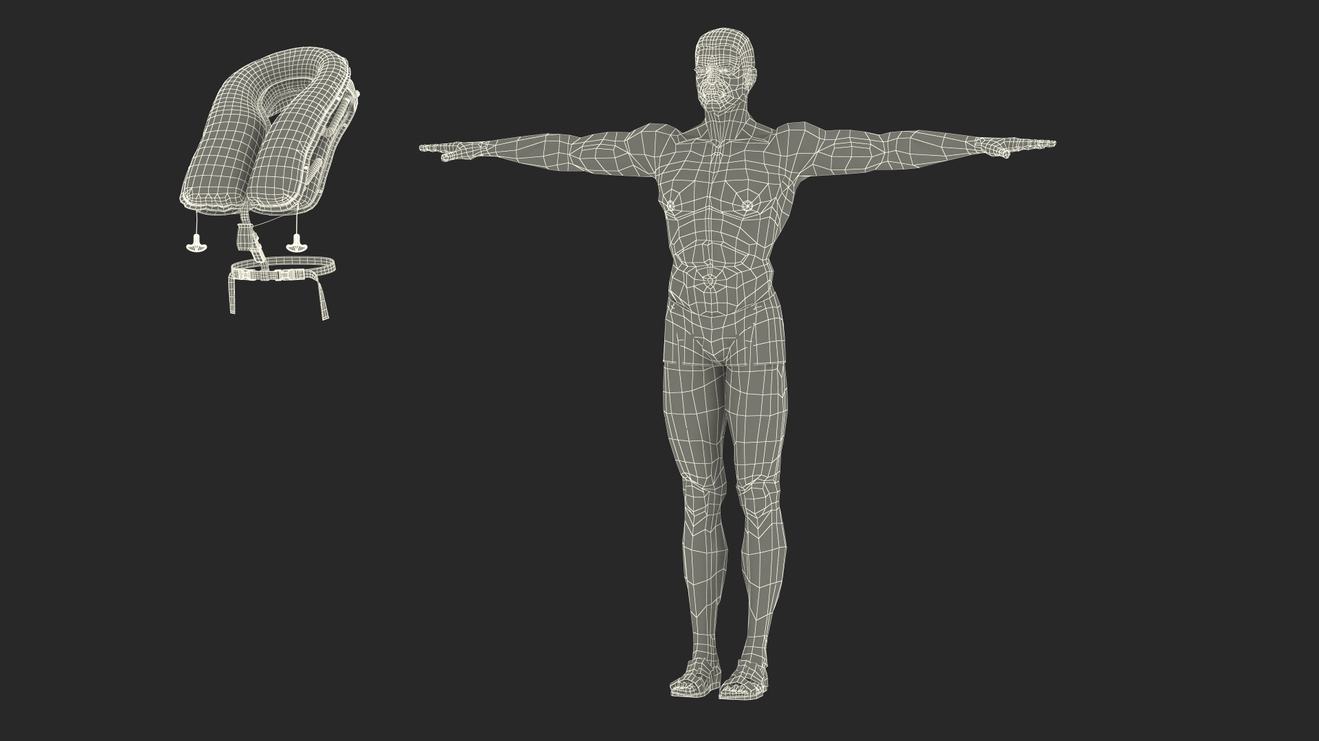 Black Man with Inflatable Life Vest T-Pose 3D