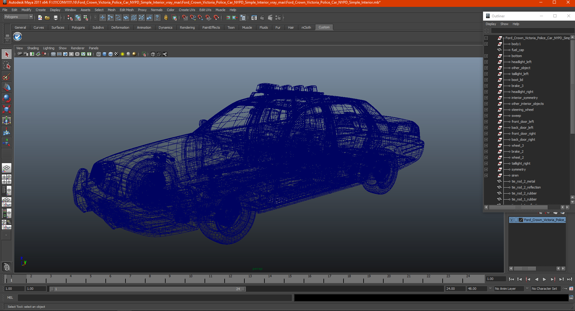 3D Ford Crown Victoria Police Car NYPD Simple Interior