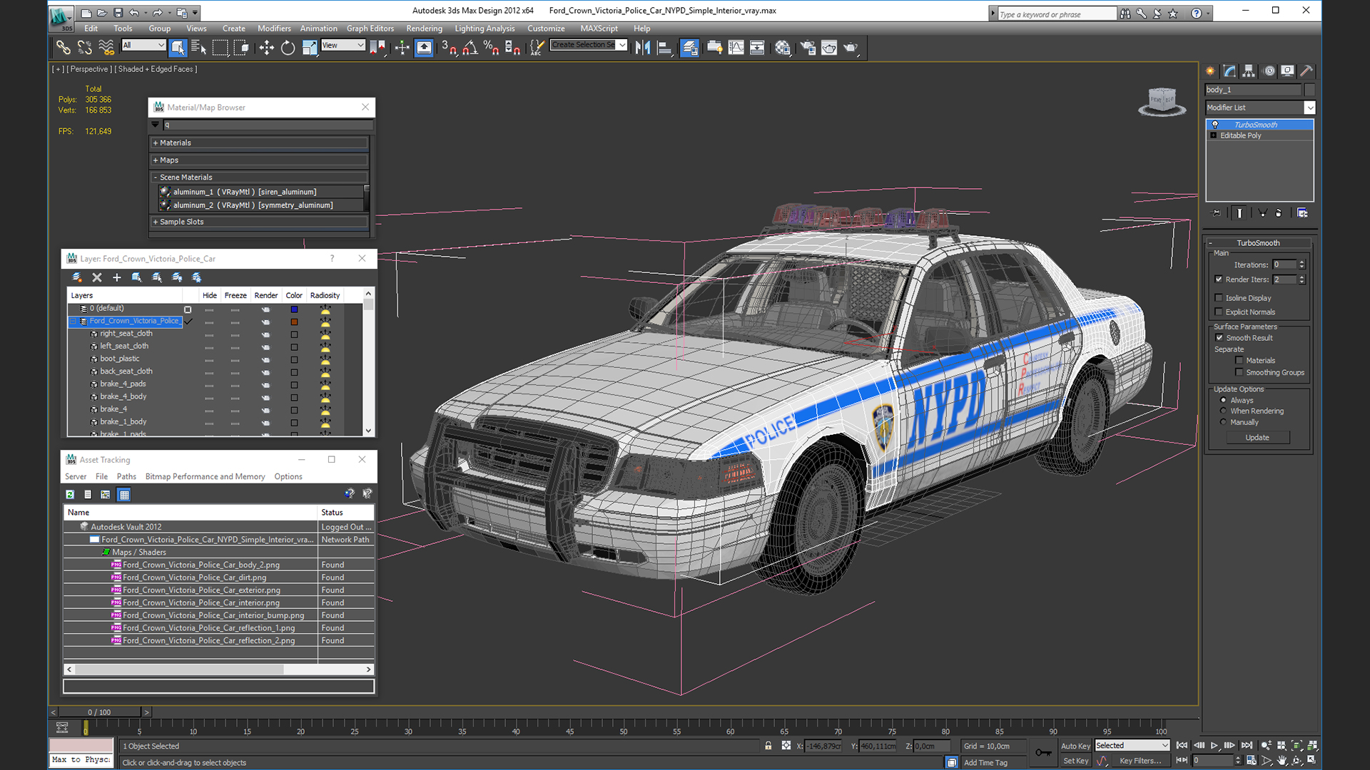 3D Ford Crown Victoria Police Car NYPD Simple Interior