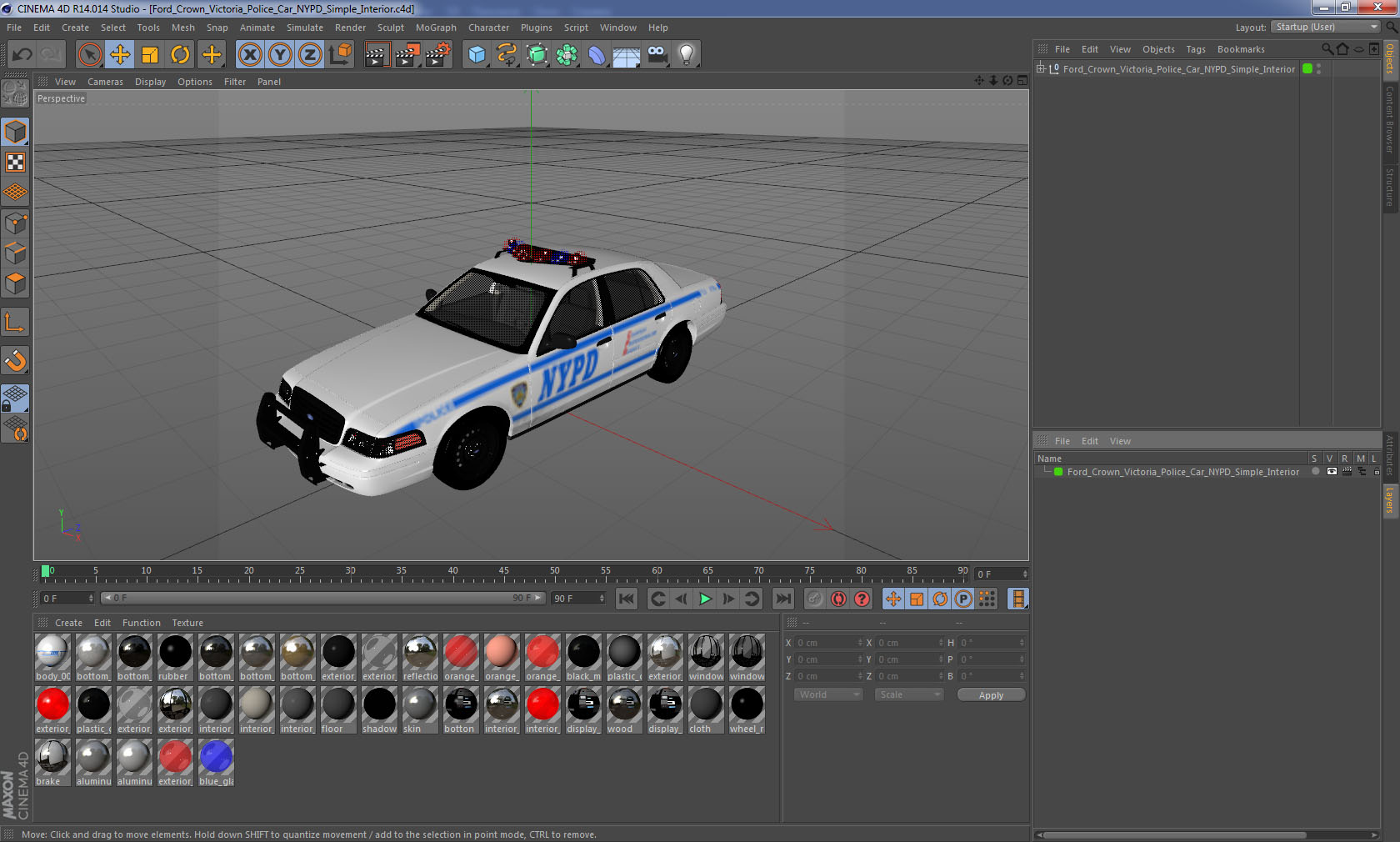3D Ford Crown Victoria Police Car NYPD Simple Interior