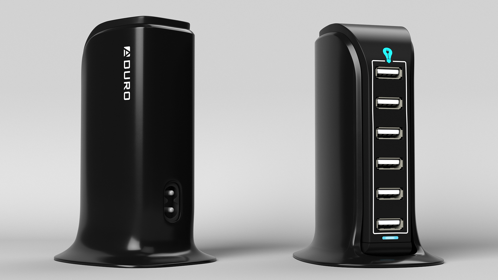 Desktop Charging USB Hub Turned ON 3D model