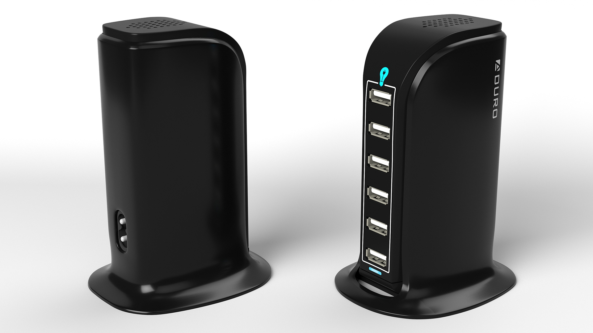 Desktop Charging USB Hub Turned ON 3D model