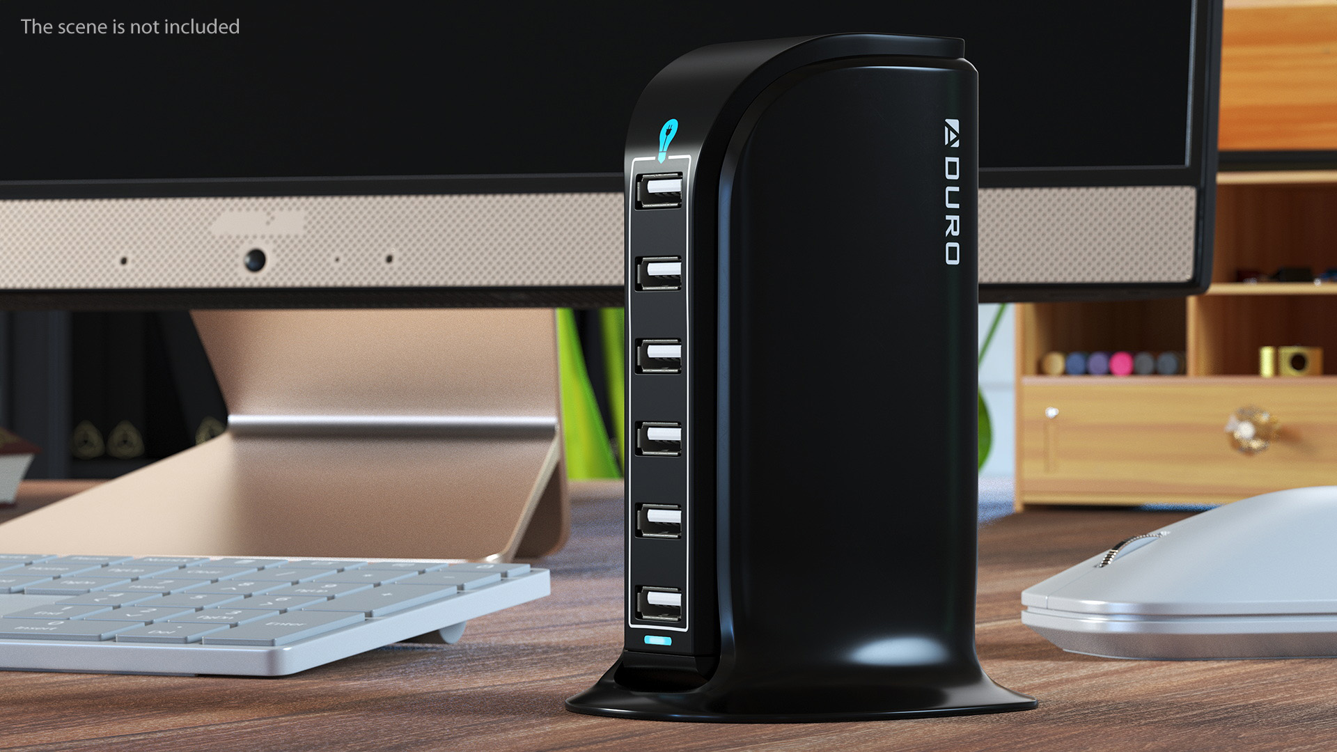 Desktop Charging USB Hub Turned ON 3D model