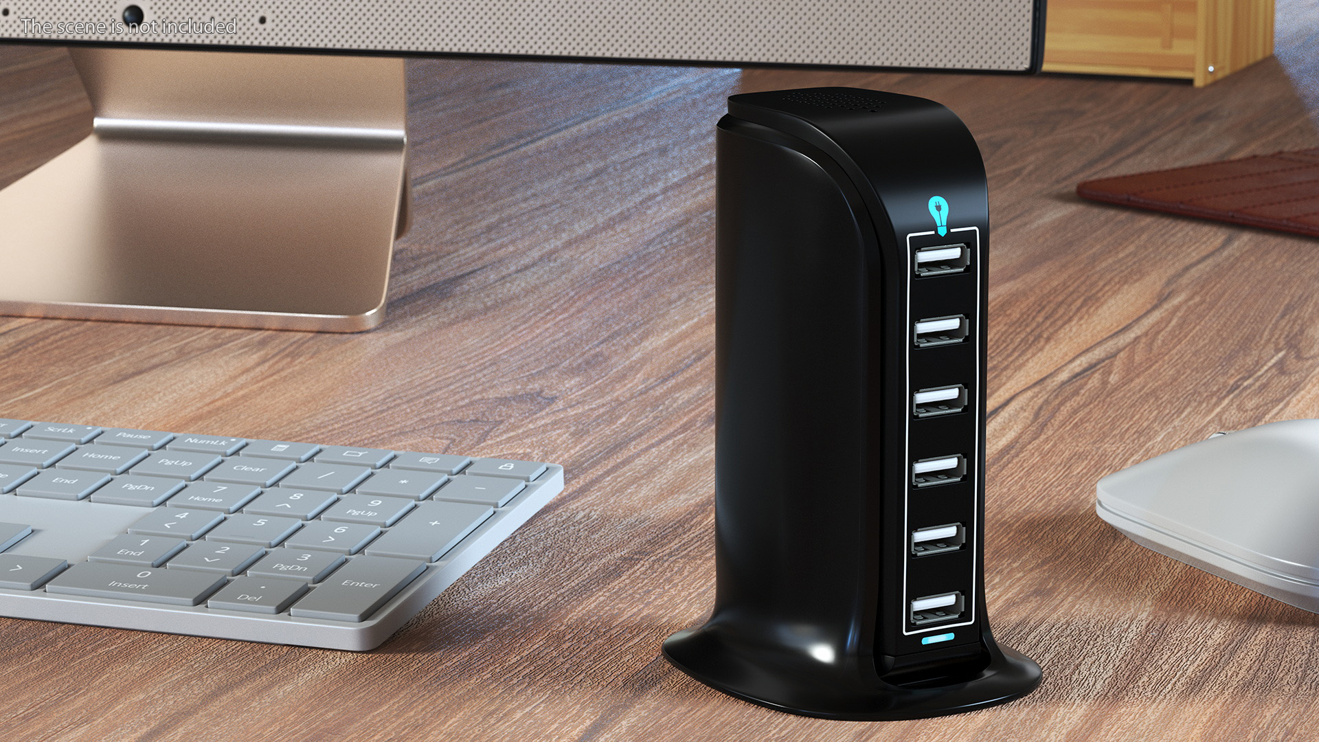 Desktop Charging USB Hub Turned ON 3D model