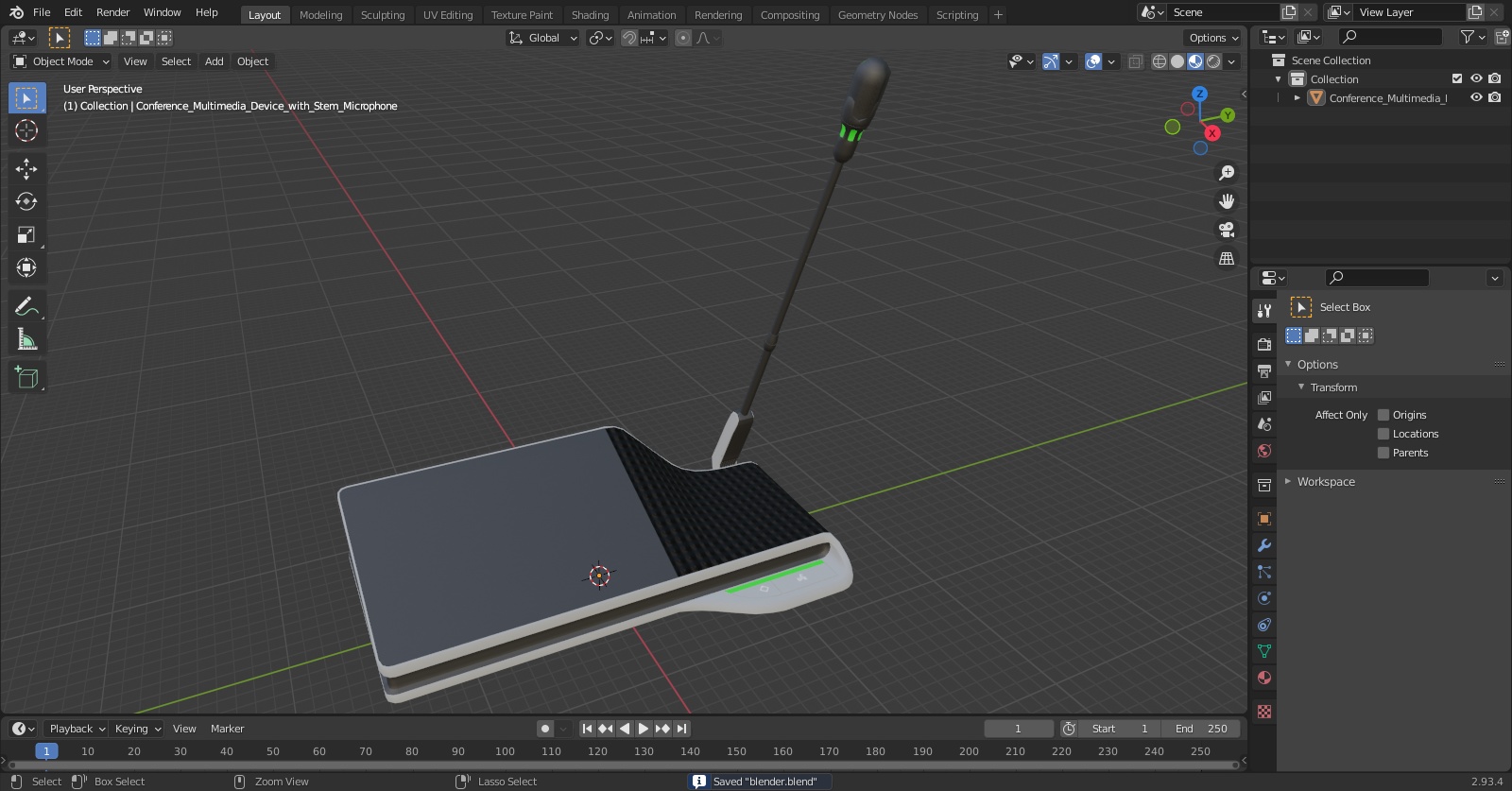 Conference Multimedia Device with Stem Microphone 3D model
