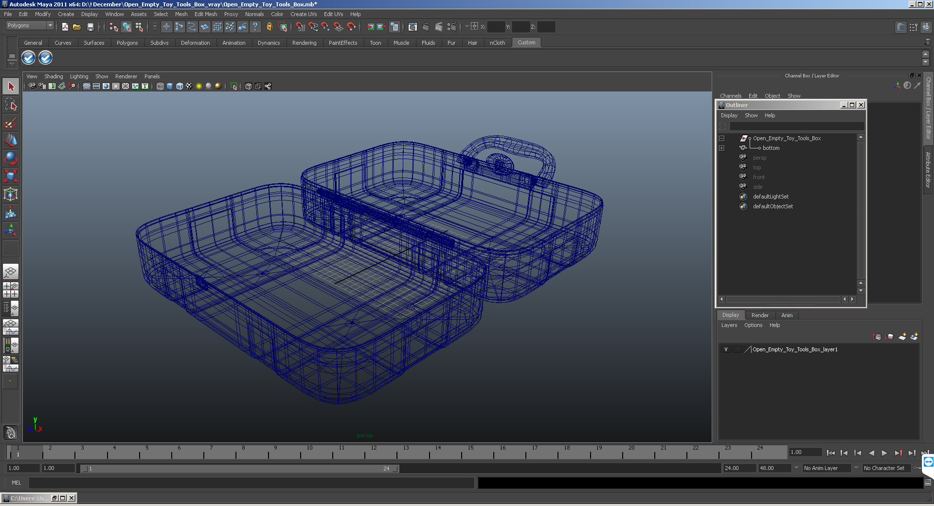 Open Empty Toy Tools Box 3D model
