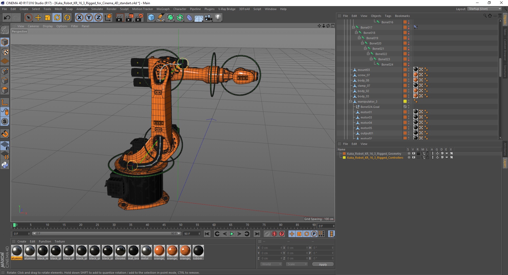 Kuka Robot KR 16 3 Rigged for Cinema 4D 3D model