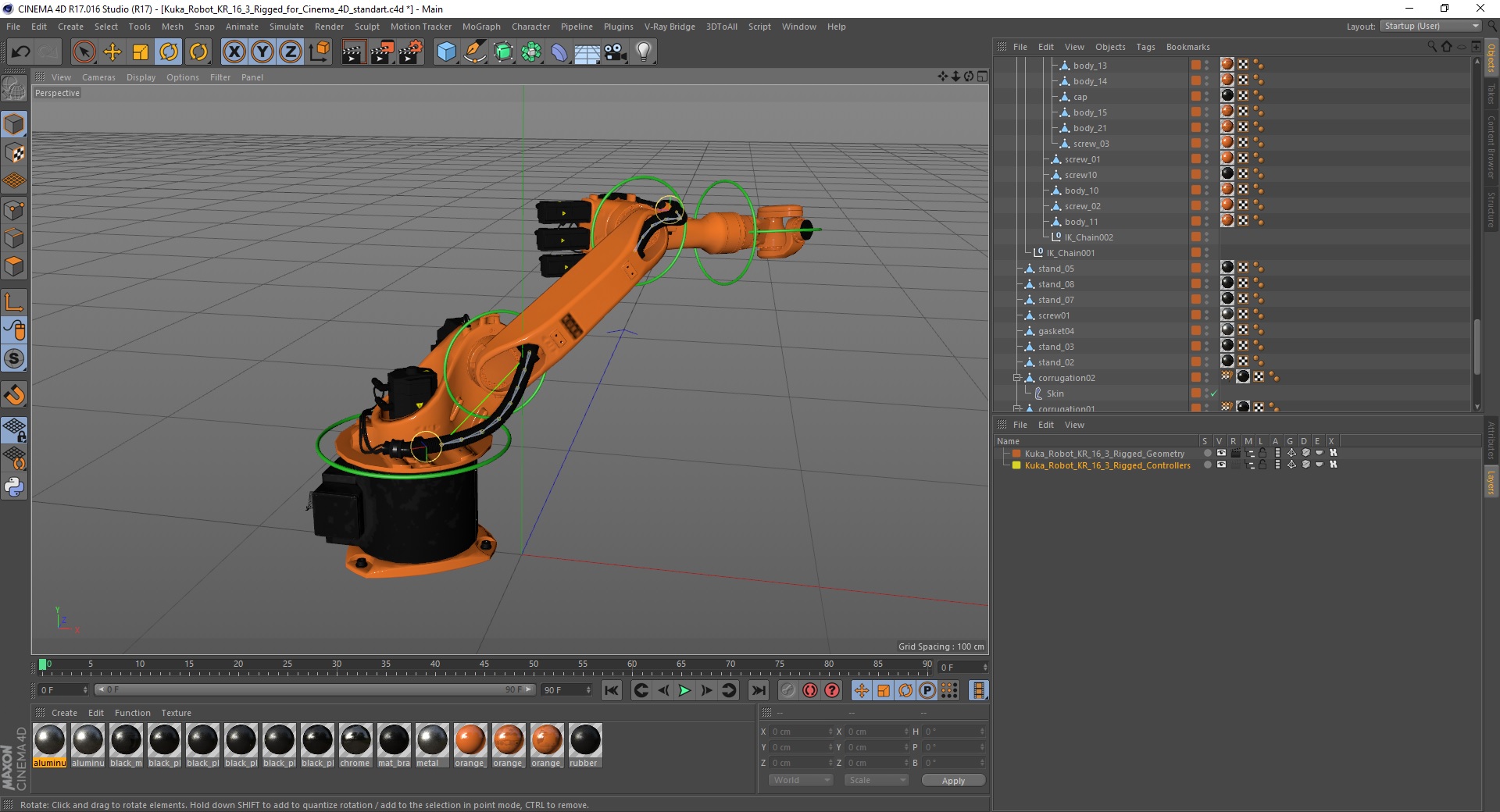 Kuka Robot KR 16 3 Rigged for Cinema 4D 3D model