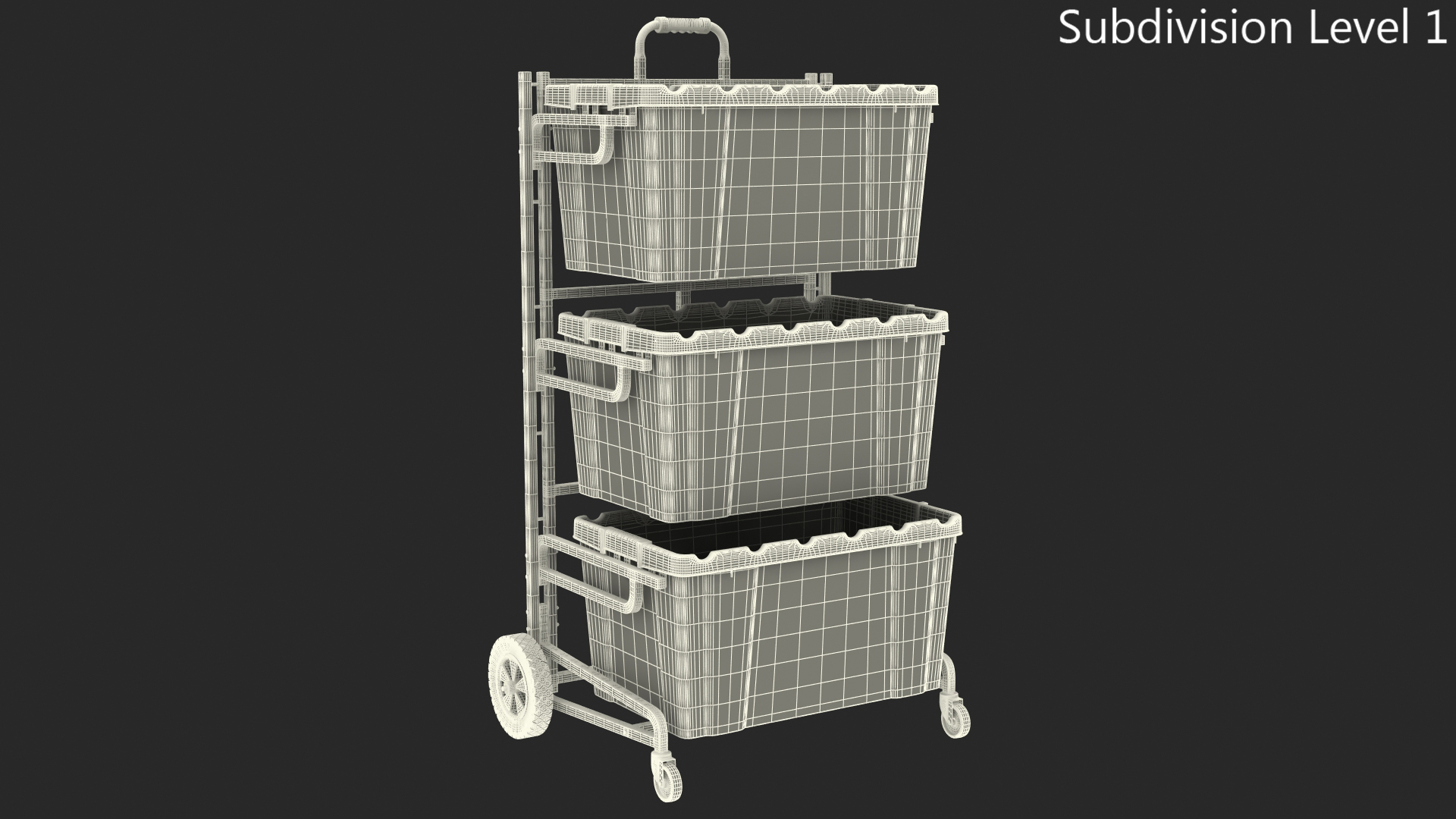 3D model Triple Bin Recycling Cart with Bins