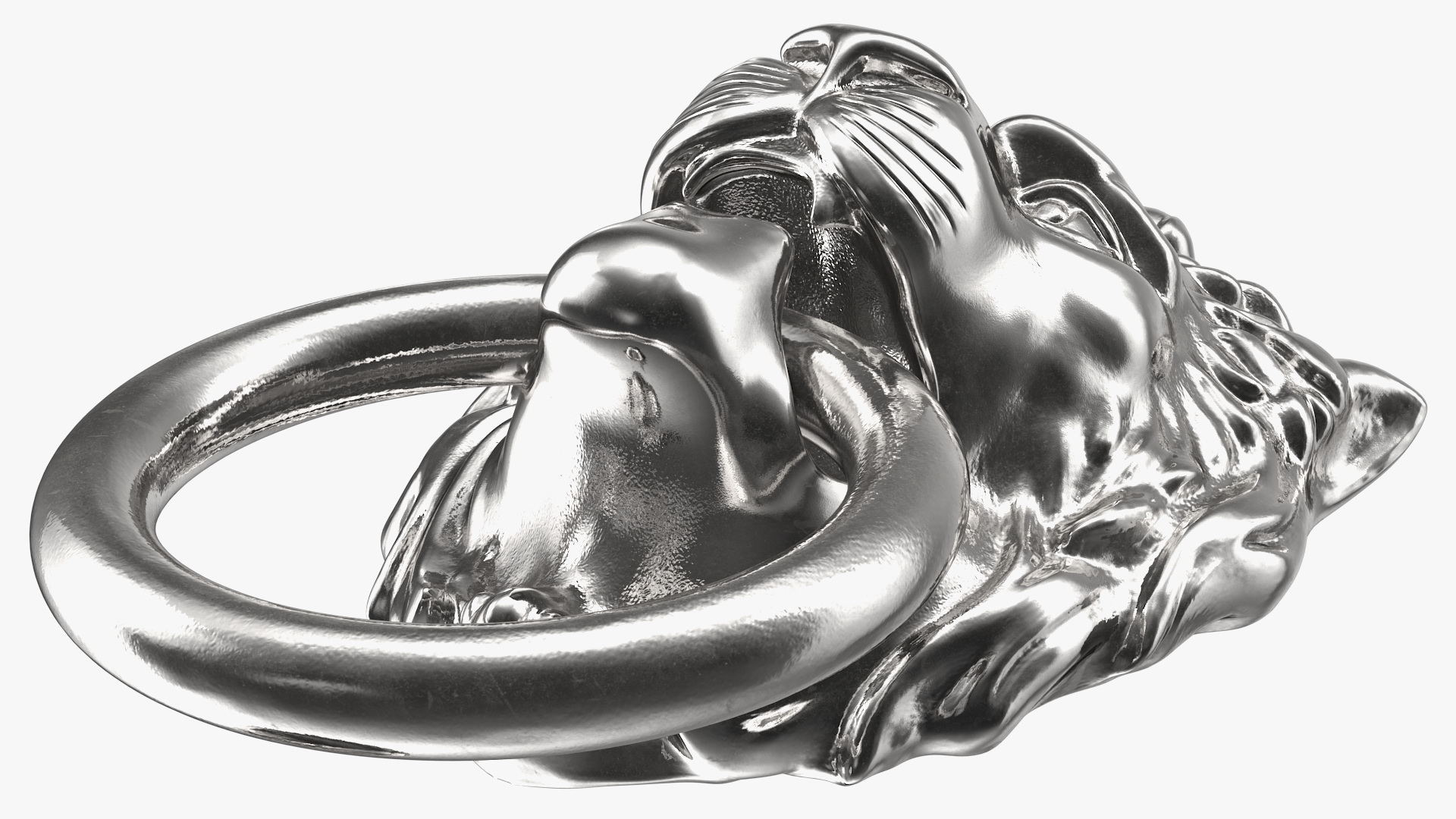 Lion Door Knocker Silver 3D model