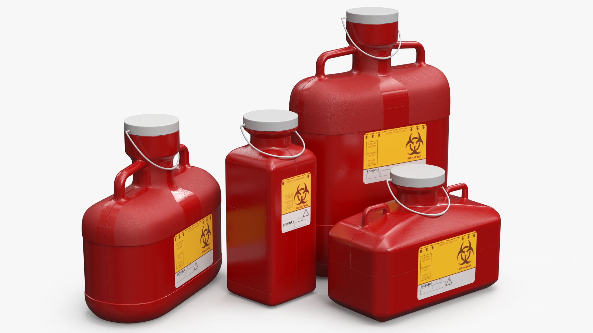 Medical Sharps Containers Set with Lids Red - view 2