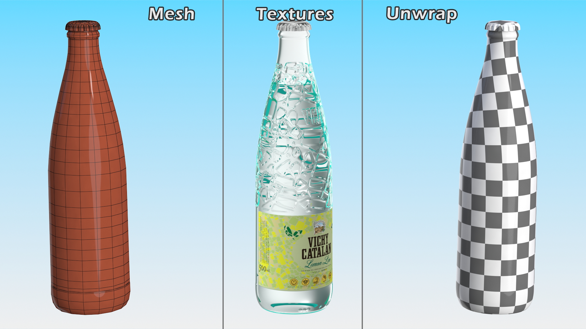 3D Vichy Catalan Water Bottle Lime