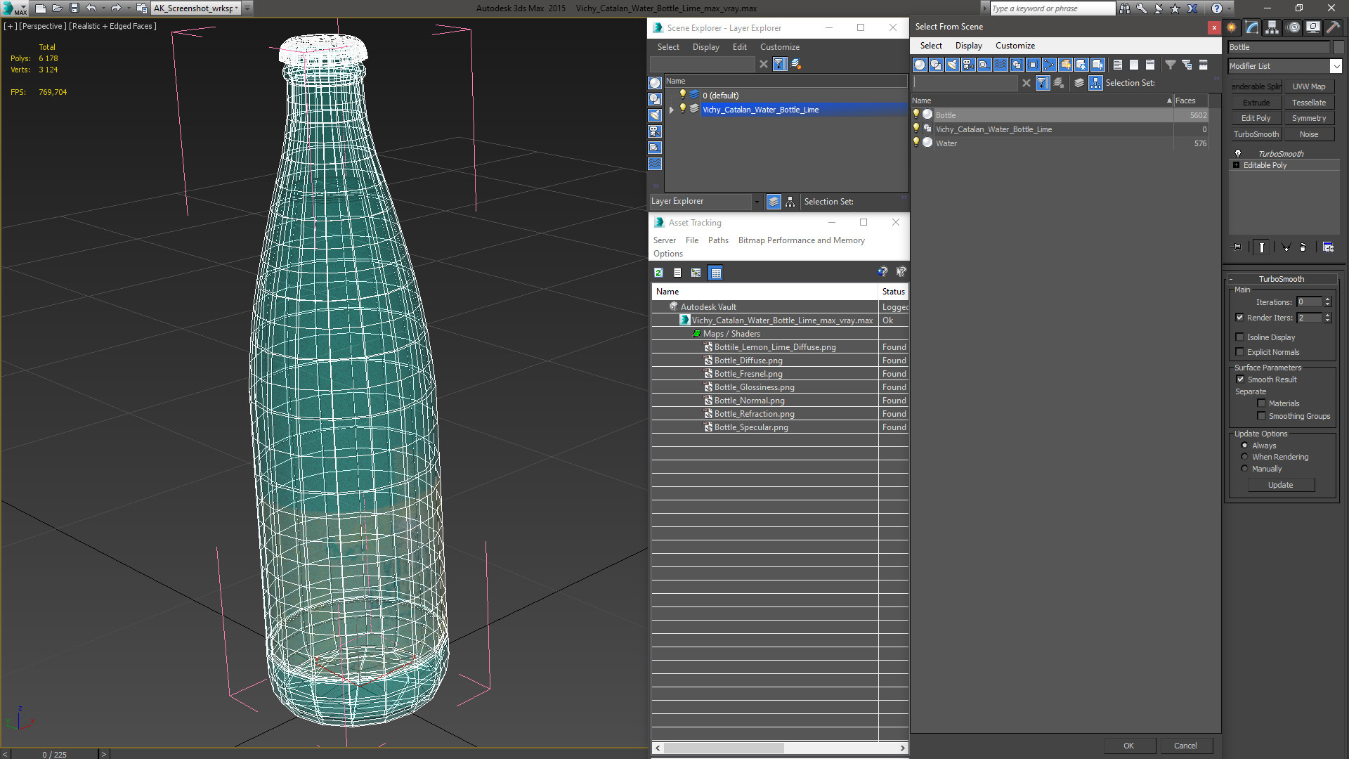 3D Vichy Catalan Water Bottle Lime