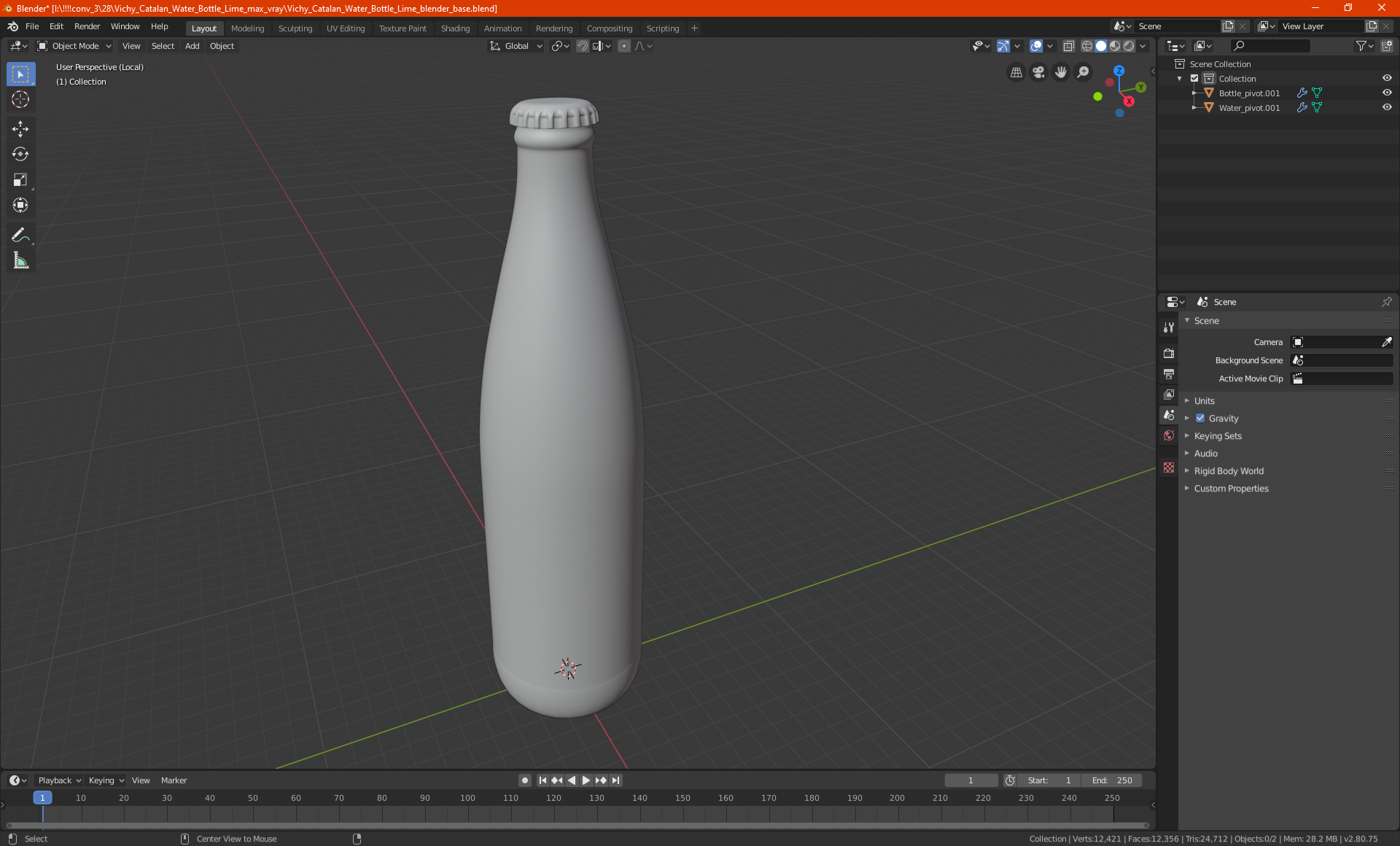 3D Vichy Catalan Water Bottle Lime