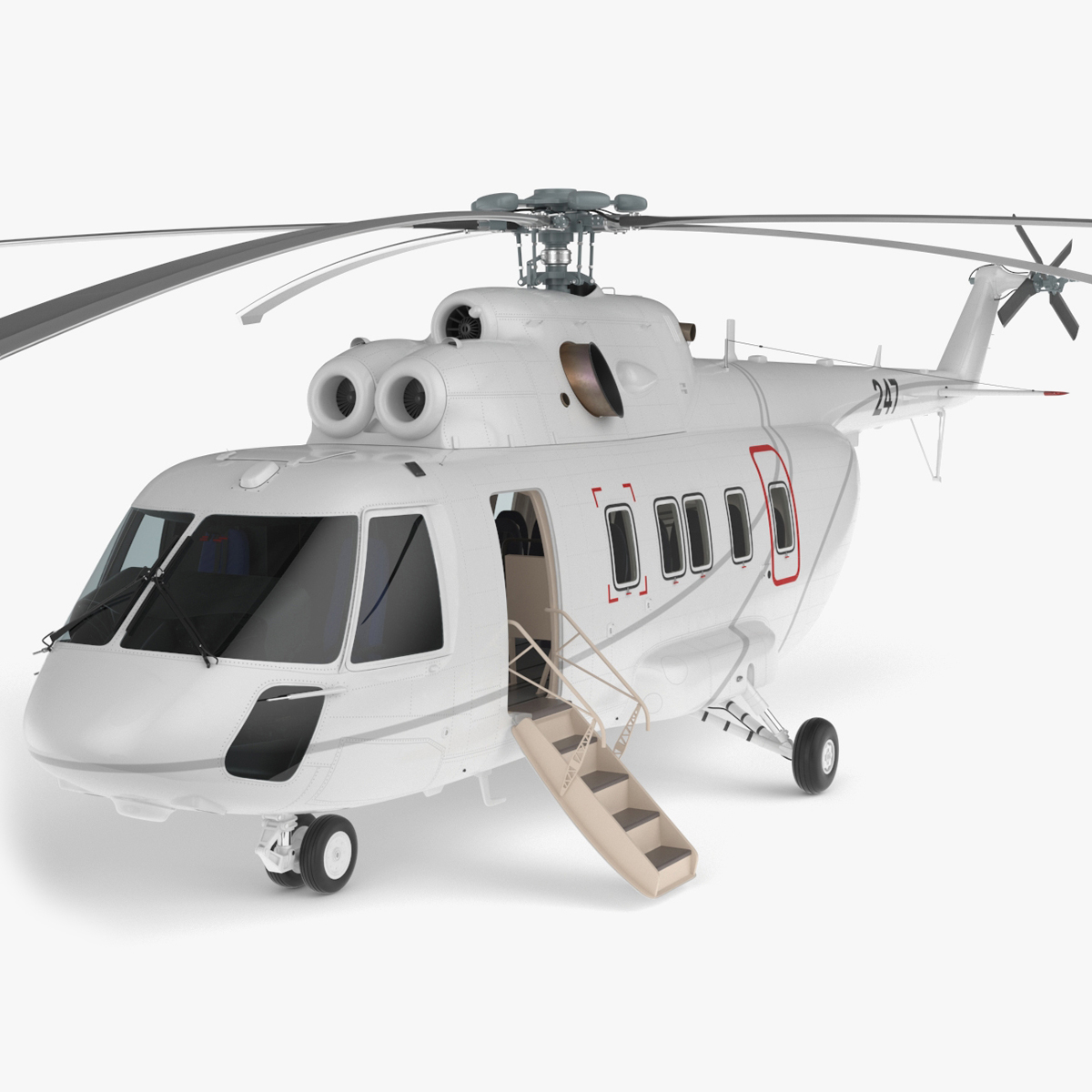 Helicopter MI-171 A3 White Rigged for Cinema 4D 3D