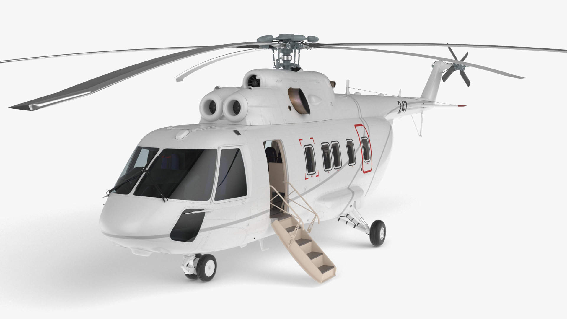 Helicopter MI-171 A3 White Rigged for Cinema 4D 3D