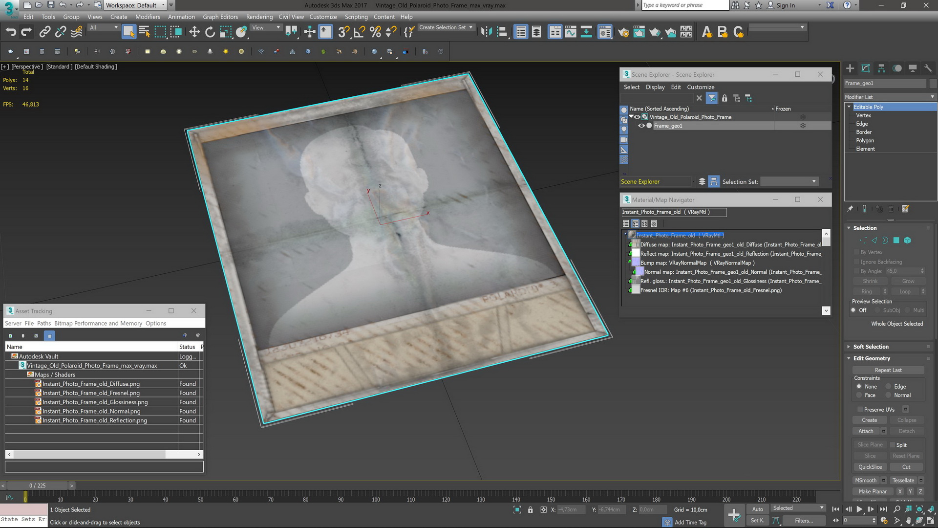 Vintage Old Polaroid Photo Frame 3D