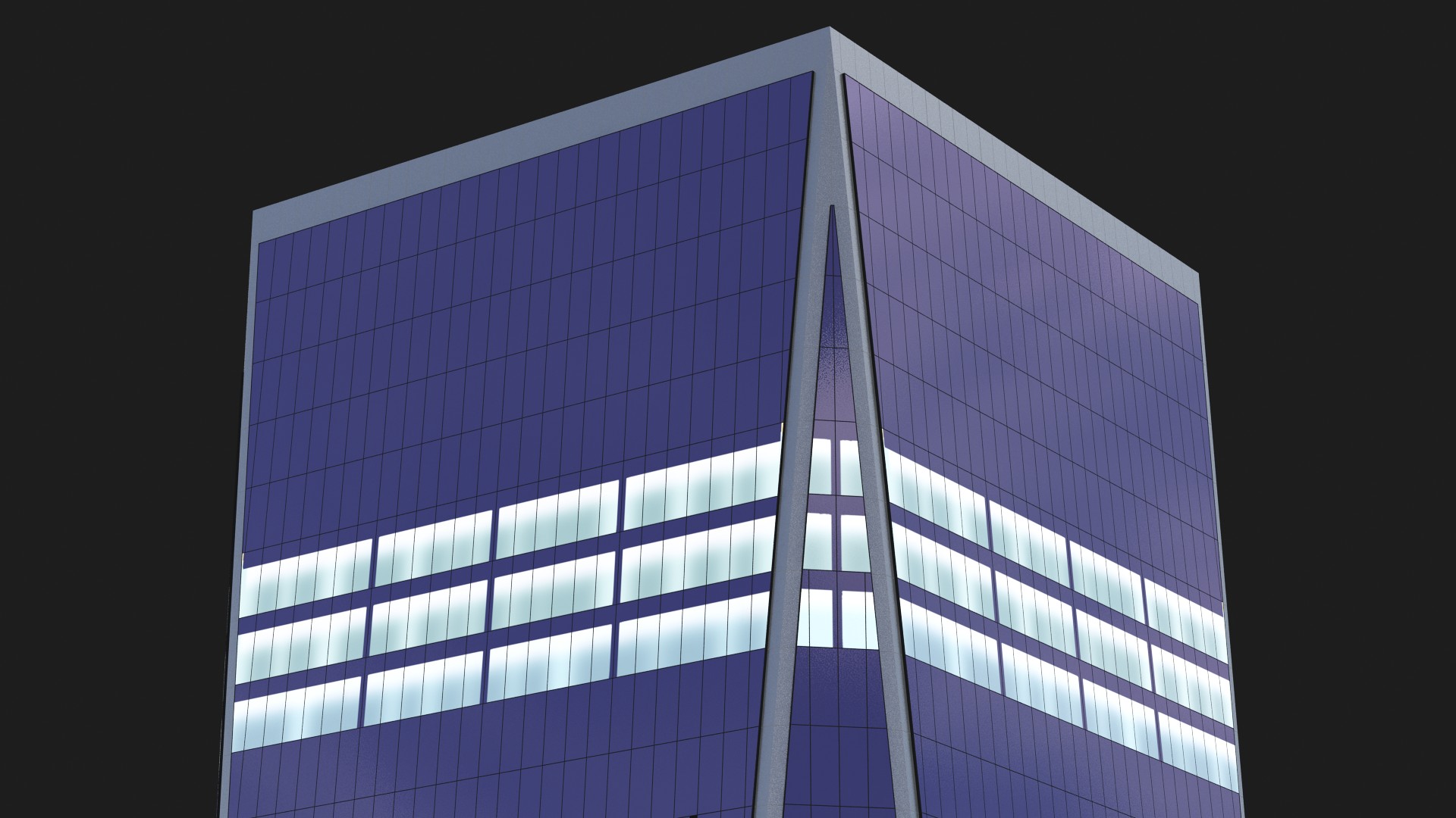 3D Modern Skyscraper Night Glow model