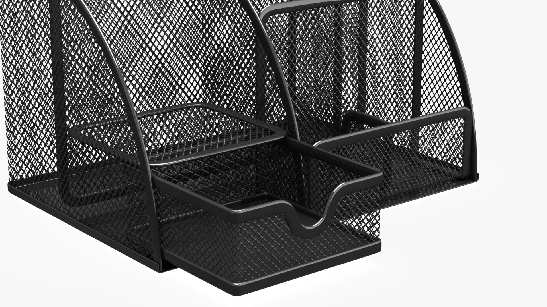 Black Mesh Desk Organizer with Drawer 3D