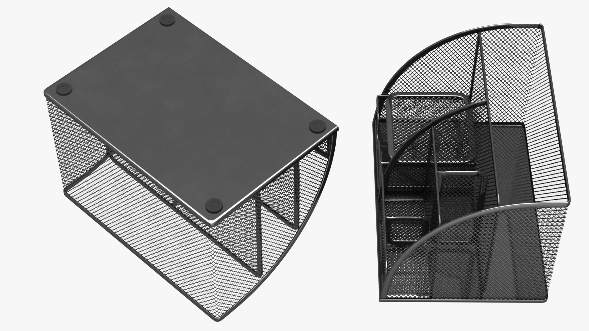 Black Mesh Desk Organizer with Drawer 3D