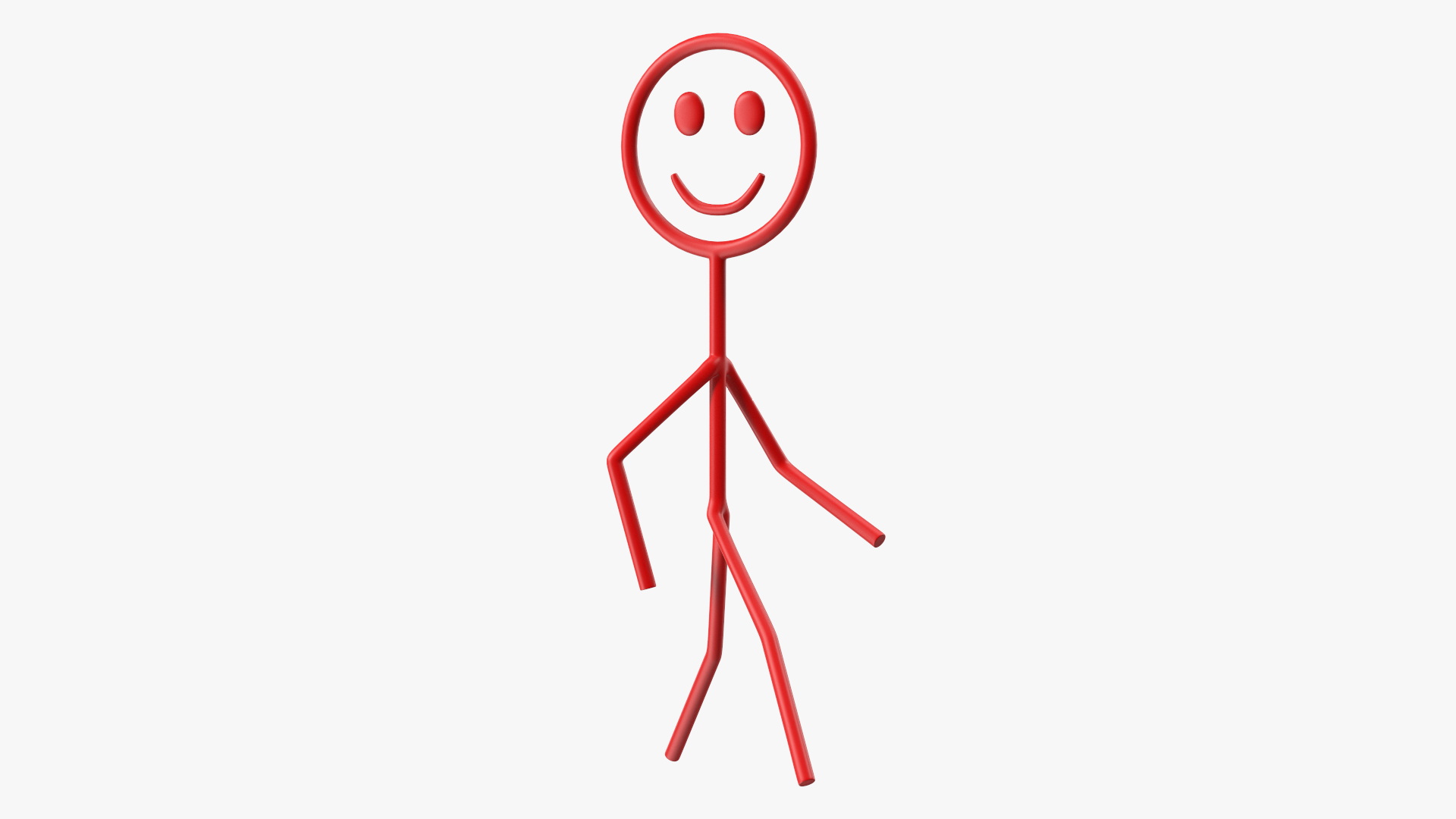 Walking Figure Stickman Red 3D
