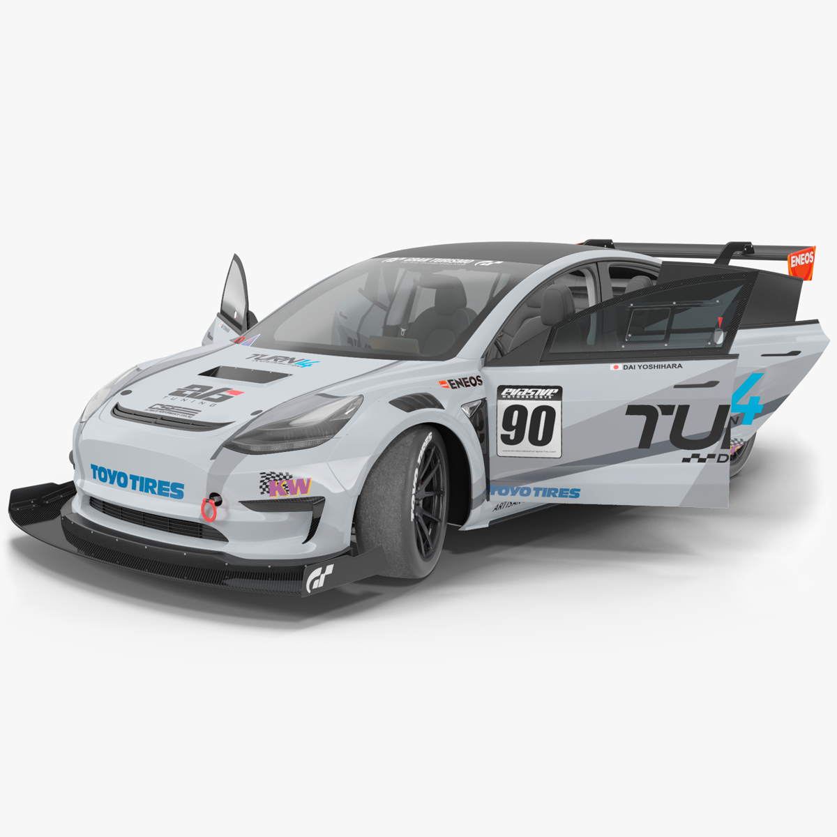 3D Tesla Model 3 Race Car Rigged for Maya model