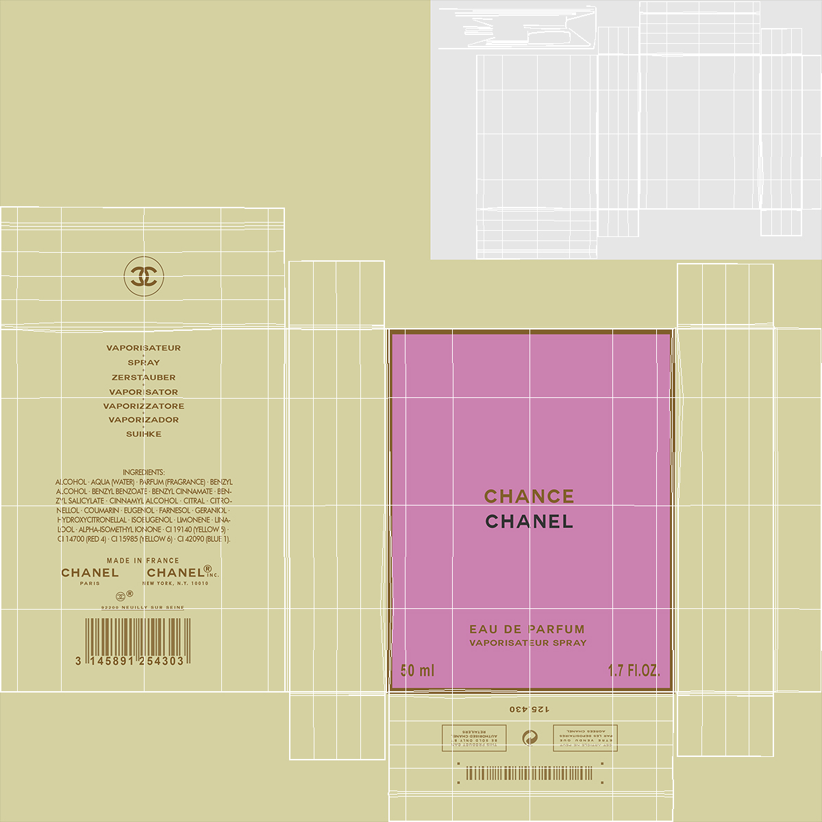 3D Parfum Box Chanel Chance Eau Parfum Vaporisateur model